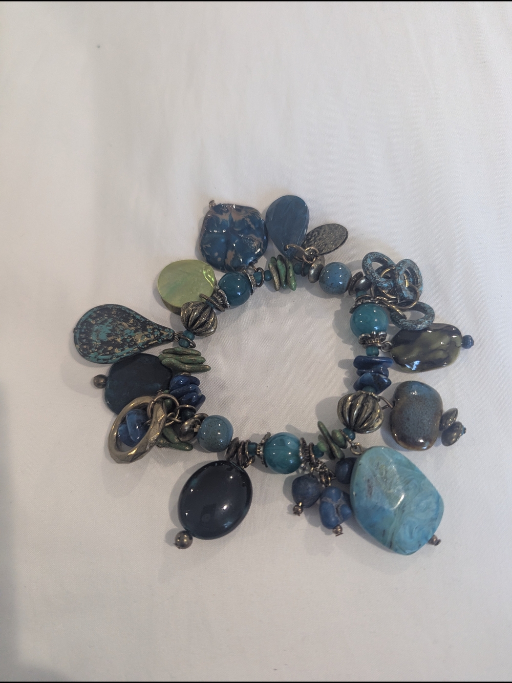 Blue Multi-Bead Charm Bracelet - Women Jewelry